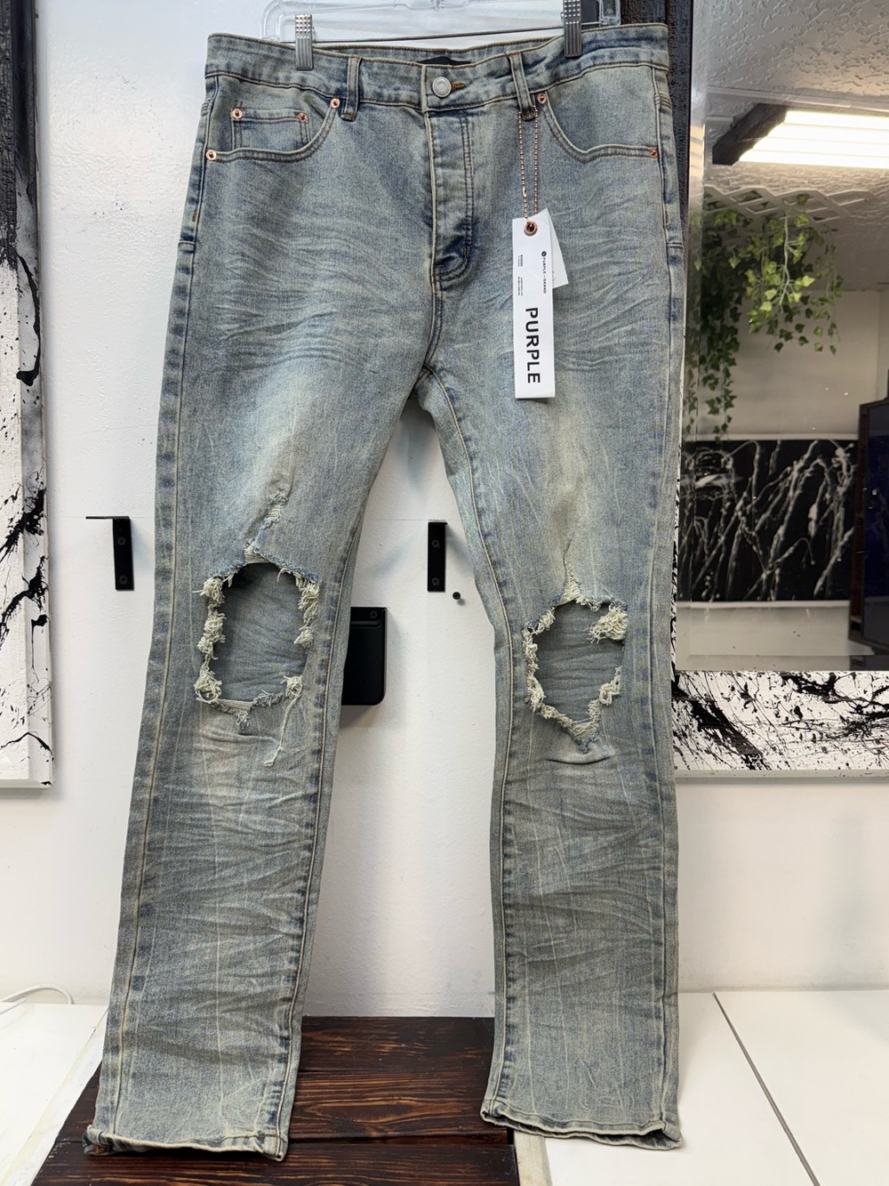 Purple Brand Distressed Light Blue Men’s Ripped Jeans